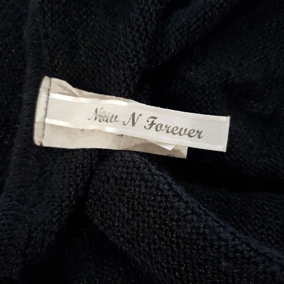 Now & Forever Black knit 3/4 Sleeve Cream Lace Hem Sweater Tunic Top Size 2XL - Picture 4 of 7